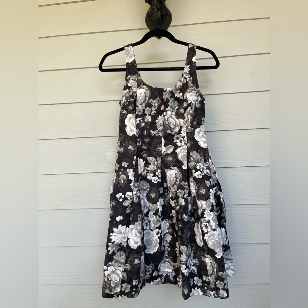 GAP | Black and White A-Line Dress with Flower Print